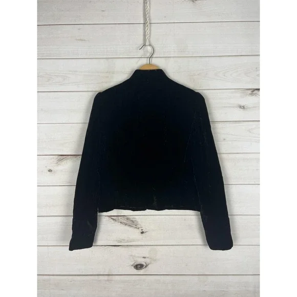 Apt 9 Jacket Womens 10 Black Velvet Floral Embroidered Hook Eye Party Formal - Picture 2 of 9